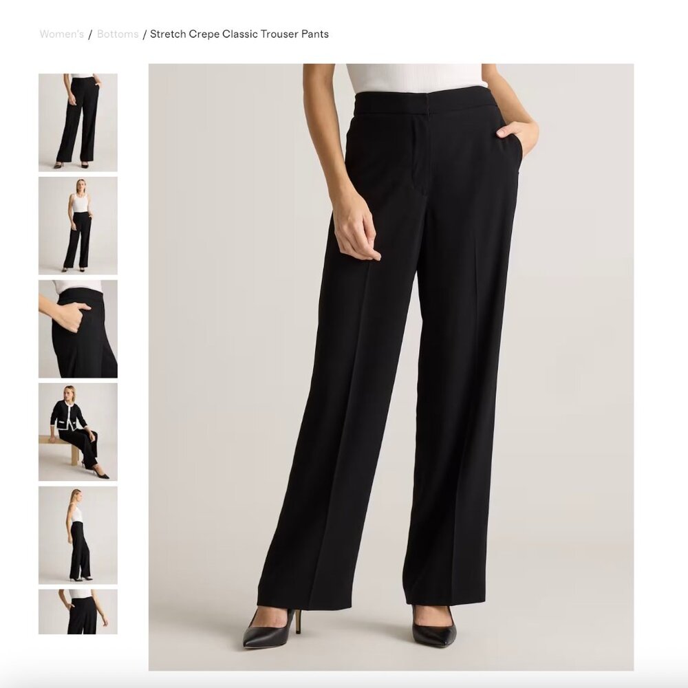 Quince Stretch Black Crepe Classic Trouser Pants 14/30 inch inseam